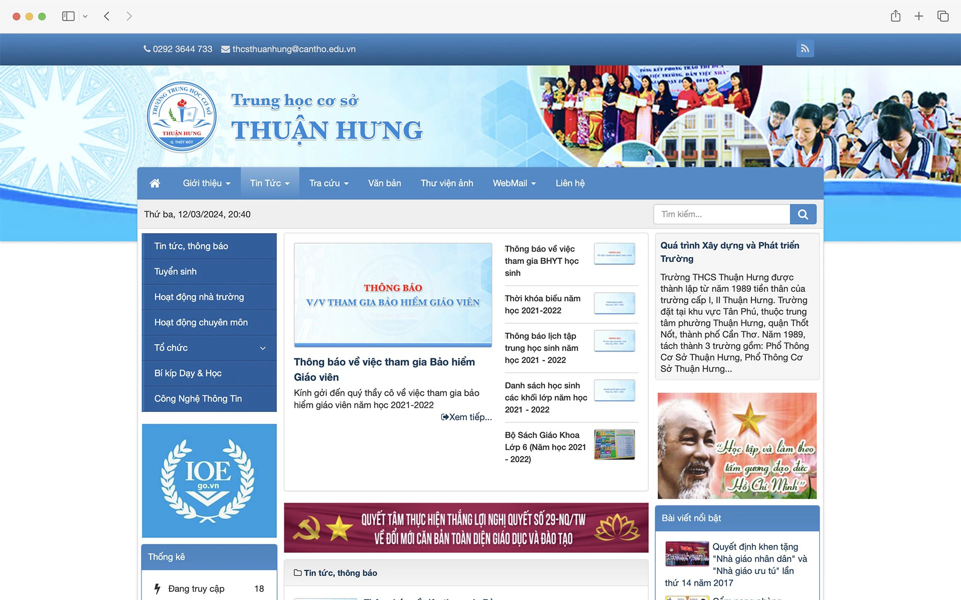 Ảnh chụp màn hình của Trường THCS Thuận Hưng